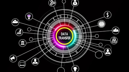 Data transfer ,Business, technology, internet and networking concept ,blockchain business concept ,decentralized financial system ,blue and binary ..
