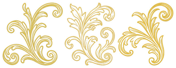 Wall Mural - Elegant golden ornamental flourishes