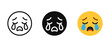 © 7Author - Crying face emoji set: outline, silhouette, and color variations