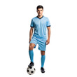 © Marzan - Young male soccer player standing with ball isolated on transparent background