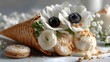 © jpgkr - White Anemone Waffle Cone Cream Dessert Still