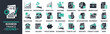 © Camallia Marroh - Business and finance icon collection set. Containing solution, wallet, budget, money, m-banking, investment, grow up and more. Solid vector icons collection