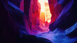 © kora studio - vibrant canyon scene with deep, colorful rock formations illuminated by light, creating stunning visual contrast. unique textures and colors evoke sense of wonder and exploration