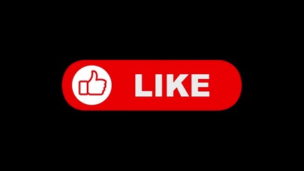 like button animation for a video channel. reveal Like animation, social media. Flat Design like. like icon Animation, 4k share Push Buttons for YouTube. red like button icon on black screen.