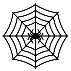 Black Spider on Web | Simple Halloween Spiderweb Vector Illustration