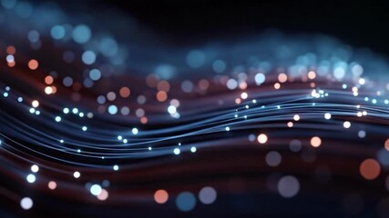 Data Flow and Digital Connection: A captivating visual of flowing data streams, illustrated with radiant light dots, symbolizing seamless communication and interconnectedness in the digital realm.
