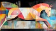 © ProPhotos - Cubist horse with broken, shifting forms galloping through a surreal landscape of fractured shapes.