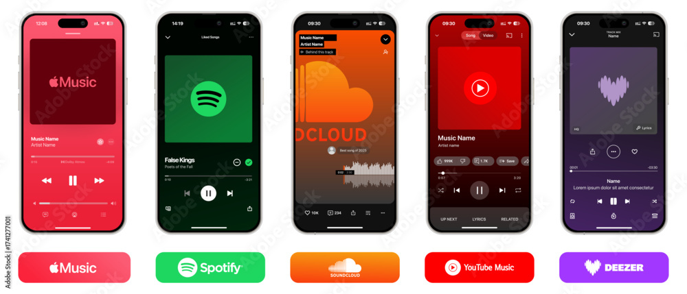Apple Music, Apple Podcasts, Deezer, SoundCloud, YouTube Music, and ...