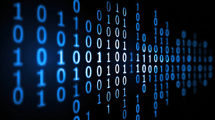 Futuristic Binary Code Grid on Dark Digital Background Abstract Technology Data Stream Cyber Network Matrix Pattern AI Computer Programming Interface