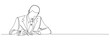 © sense - Continuous Line Drawing illustration of a businessman writing on paper. Editable line Vector eps