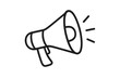 © James - Megaphone line icon for announcement and communication. Loudspeaker symbol for marketing, promotion, advertising, and alert. Bullhorn vector illustration. Loud voice concept.