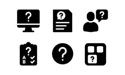 Collection of black question mark icons for web and app interfaces