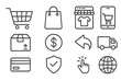 © Clara - E-commerce icon set. Online shopping line icons for website design and app. Vector symbols for delivery, payment, mobile shopping, cart, secure transaction, and returns.