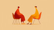 © Angs - Abstract illustration of two people in conversation. Therapy, counseling, or business meeting concept. Minimalist graphic for face-to-face communication