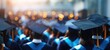 © Ok - The Graduates in Caps and Gowns at a Sunset Graduation Ceremony