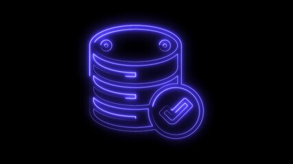 Wall Mural - Database with check mark glowing neon style data storage and management system