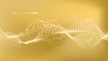 Wall Mural - Luxury golden yellow background with shining line waves. Luxury soft gold gradient background.