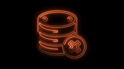 Wall Mural - Neon style database deletion concept with glowing orange lines on a black background