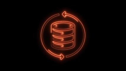 Wall Mural - Neon style data storage refresh cycle animation on black background illustrating database updates and synchronization