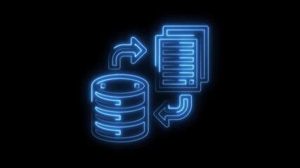 Wall Mural - Neon data transfer animation for cloud storage and document management systems