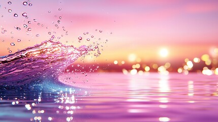 Wall Mural -   A sharp photo of a wave's crest, set against a sunset backdrop and with hazy surroundings