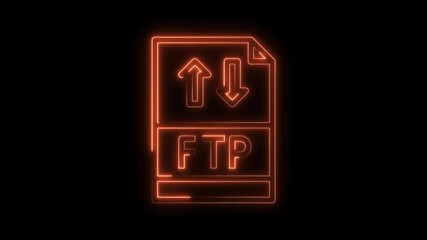 Wall Mural - Neon ftp icon animation internet connection protocol data transfer process file sharing