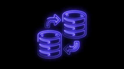 Wall Mural - Neon data transfer database synchronization cyberpunk style abstract concept background video loop