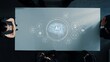 © InfiniteFlow - A modern business meeting exploring artificial intelligence strategies, featuring a digital brain graphic on a sleek conference table, showcasing innovation and collaboration. Raster
