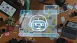 © InfiniteFlow - A vibrant scene of a diverse team collaborating on a digital project, integrating technology and creativity, showcasing brainstorming with notes and devices. Raster