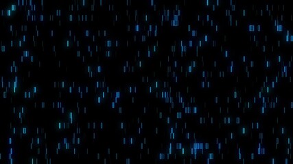 Abstract digital rain data stream background with glowing blue rectangles, futuristic technology concept stock footage, cyberpunk visuals, matrix style animation, coding