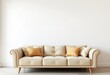 © rattana - Relaxing beige sofa against a clean white wall,  wall,  neutral