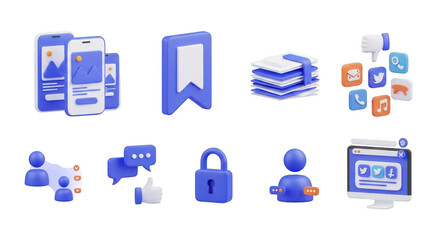Modern digital icons set for apps and websites featuring security and data management