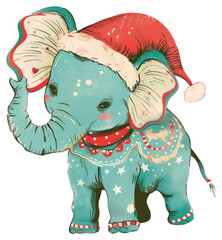 Wall Mural - PNG Elephant character christmas animal cute.