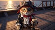 © Firman Dasmir - Captivating feline pirate portrait on deck bathed in sunset's golden light