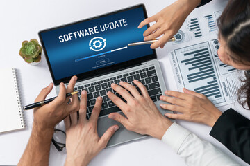 Wall Mural - Software update on computer for brisk version of device software upgrade