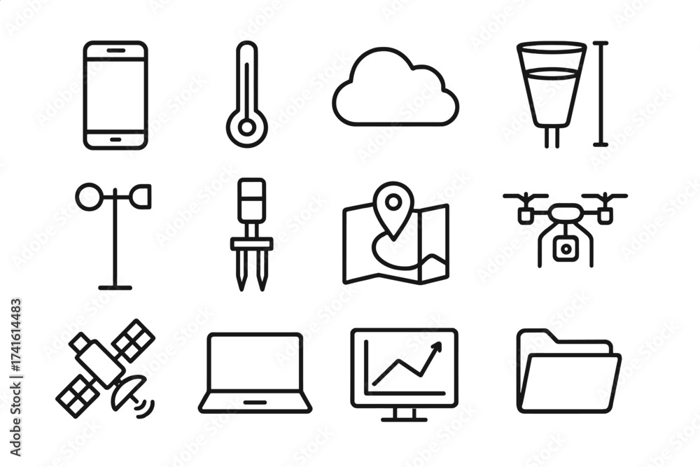 Environmental Icon Set. Outline icon set of environmental data ...