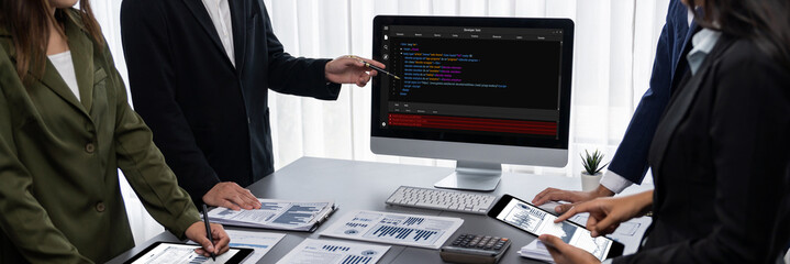 Software development programming on computer screen for brisk application and program coding