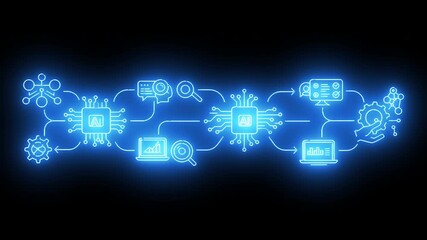 Abstract concept of artificial intelligence and machine learning process in digital technology