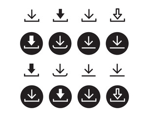 Wall Mural - Download icon symbol. Round sign down arrow. Download icon for apps, websites interface.