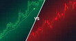 © Lens Legacy - Compare stock market trends with upward green and downward red charts for investment success and financial analysis during economic uncertainty