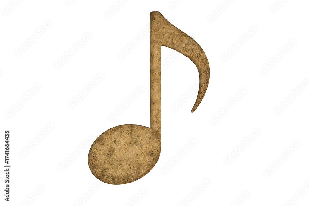 Eighth music note textured with old vintage brown paper, symbolizing ...