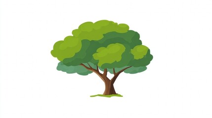 Green summer tree plant with green leaves isolated on white, a nature design icon for ecology and the environment