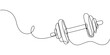 © Saheda - Continuous one line drawing of Dumbbell  Barbell gym equipment, Drawing of dumbbell in continuous single line style, Sport equipment in linear style, weight, gym, single line, abstract, barbell.