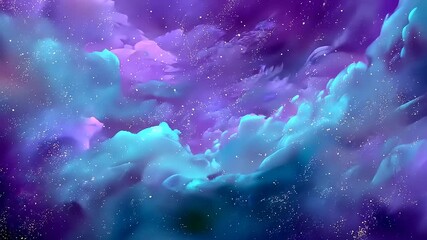 Wall Mural - Vibrant cosmic clouds in shades of purple and blue, scattered stars twinkling in the background