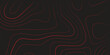 © Rosa Alba L  - Modern abstract topographic map contour lines red black background panoramic terrain path mapping cartography vector illustration