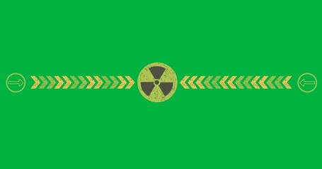 Wall Mural - Animation of nuclear sign with black and yellow lines on transparent background