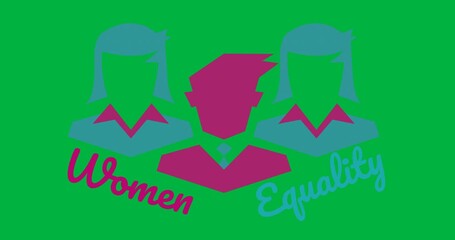 Wall Mural - Women equality text banner with man and two women icons against transparent background