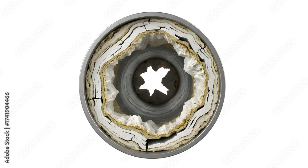 Rust Inside Pipe Scale Circular cross-section of a water pipe with thick mineral scale and ...