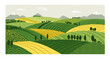 © Thysl2000 - Vibrant rolling farmland landscape with cultivated fields under a gentle sky rural scenery agricultural beauty isolated on white background