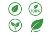 © Oliver - Eco friendly green stamp icon set. 100% natural organic product label collection. Bio vegan food package badge. Vector sign for ecology and environment conservation concept.